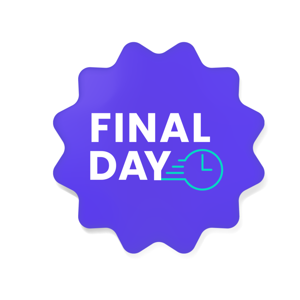 "Final day" sticker for your use when running a crowdfunding campaign on Crowdfundr.