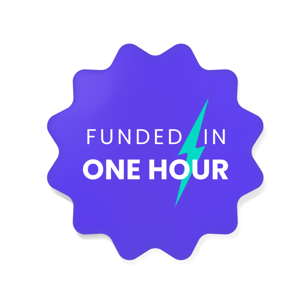 "Funded in one hour" sticker for your use when running a crowdfunding campaign on Crowdfundr.