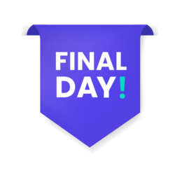 Campaign sticker that reads "Final Day"