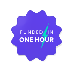 Campaign sticker that reads "Funded in one hour!"